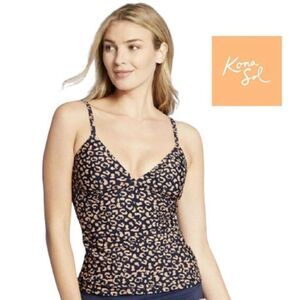 Hardly Worn! Kona Sol Cheetah Print Tankini Bathing Suit Swim Top Size Medium
